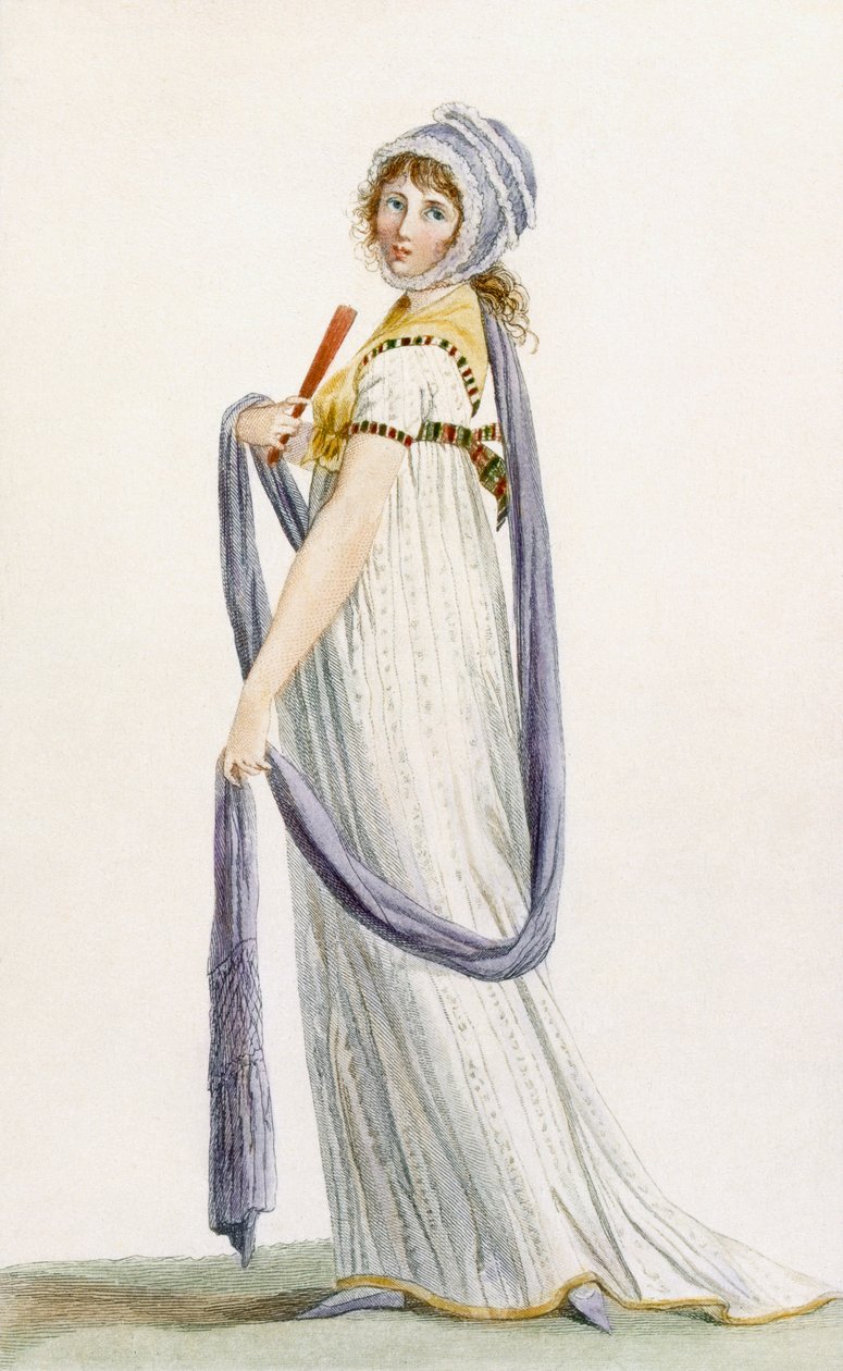Toilette Demi-Habillee", illustration fra "Journal des Dames et des Modes", 1799 af Pierre de La Mesangere
