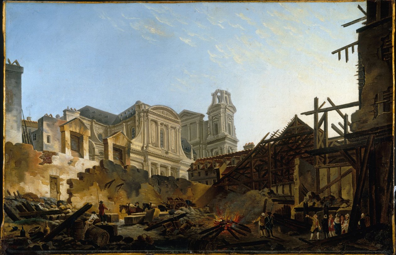 Foire Saint-Germain efter branden natten mellem 16. og 17. marts 1762, ca. 1762 (olie) af Pierre Antoine Demachy