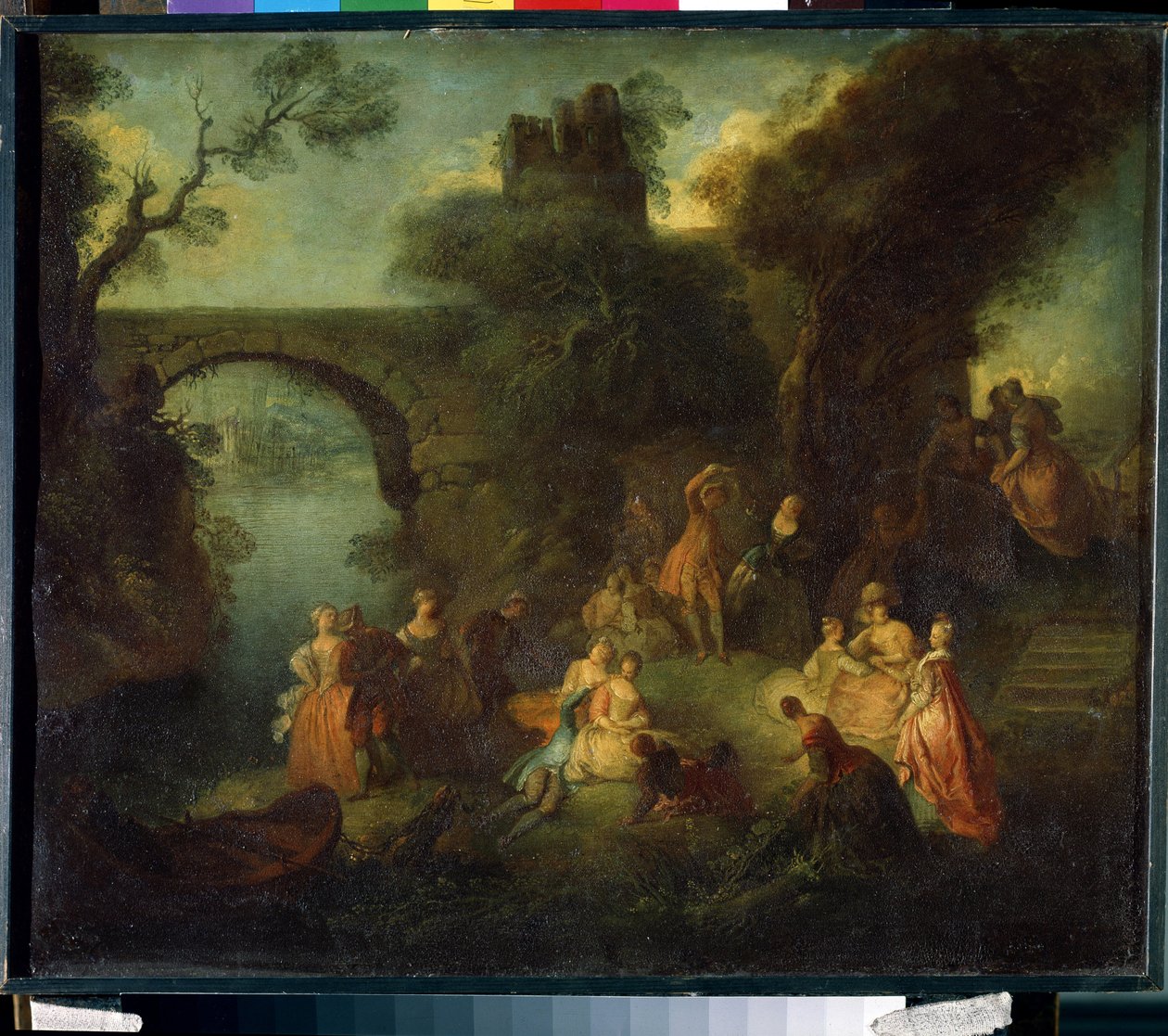 Dans nær floden (Dans ved floden). Maleri af Pierre-Antoine Quillard (Pierre Antoine Quillard af Pierre Antoine Quillard