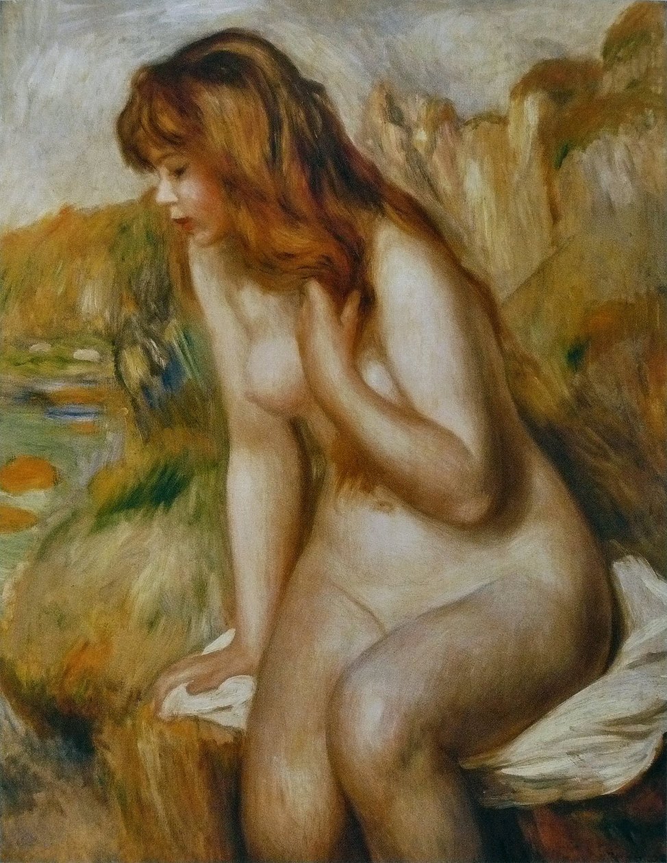 Bader på en klippe af Pierre Auguste Renoir