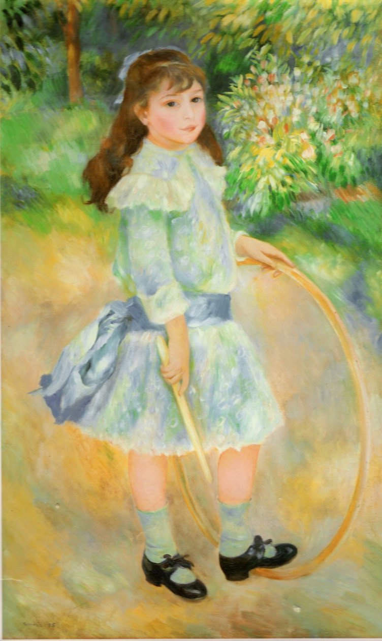 Pige med en hoopnEspanol: Nina con aron af Pierre Auguste Renoir