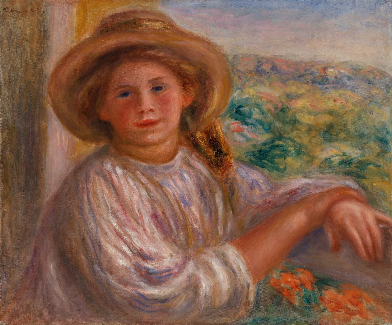 Pige på en balkon, Cagnes af Pierre-Auguste Renoir