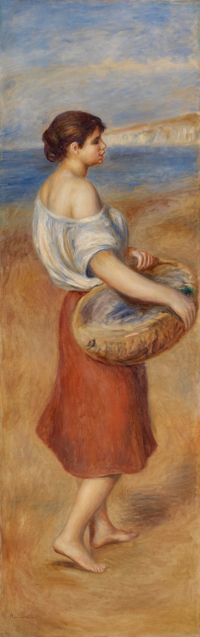 Pige med kurv af fisk af Pierre-Auguste Renoir