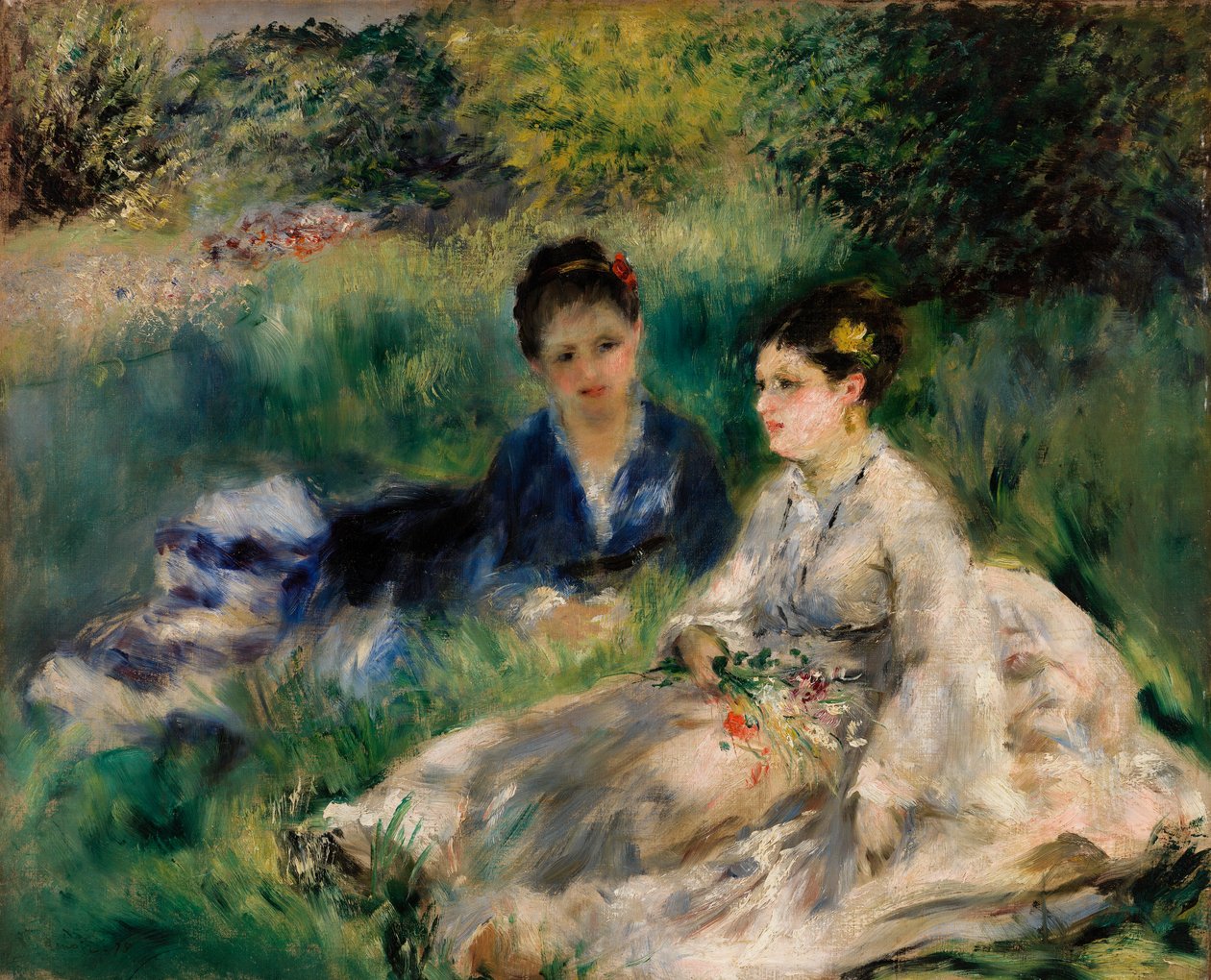 På græsset (unge kvinder sidder i græsset) af Pierre-Auguste Renoir