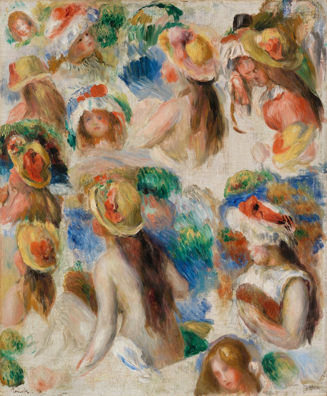Studie af hoveder af Pierre-Auguste Renoir
