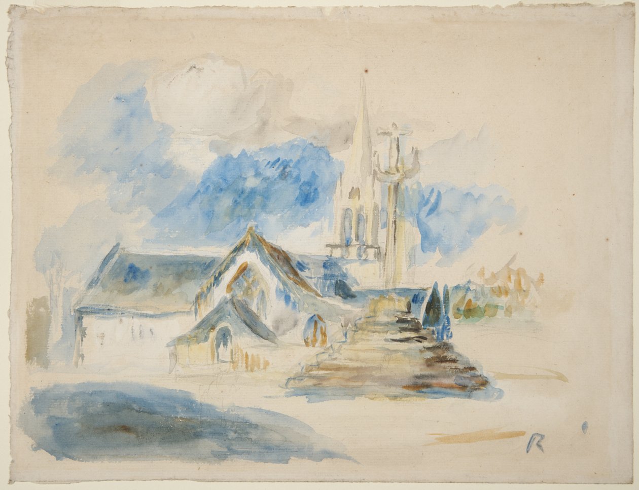Kalvariet og kirken i Nizon, nær Pont-Aven af Pierre-Auguste Renoir