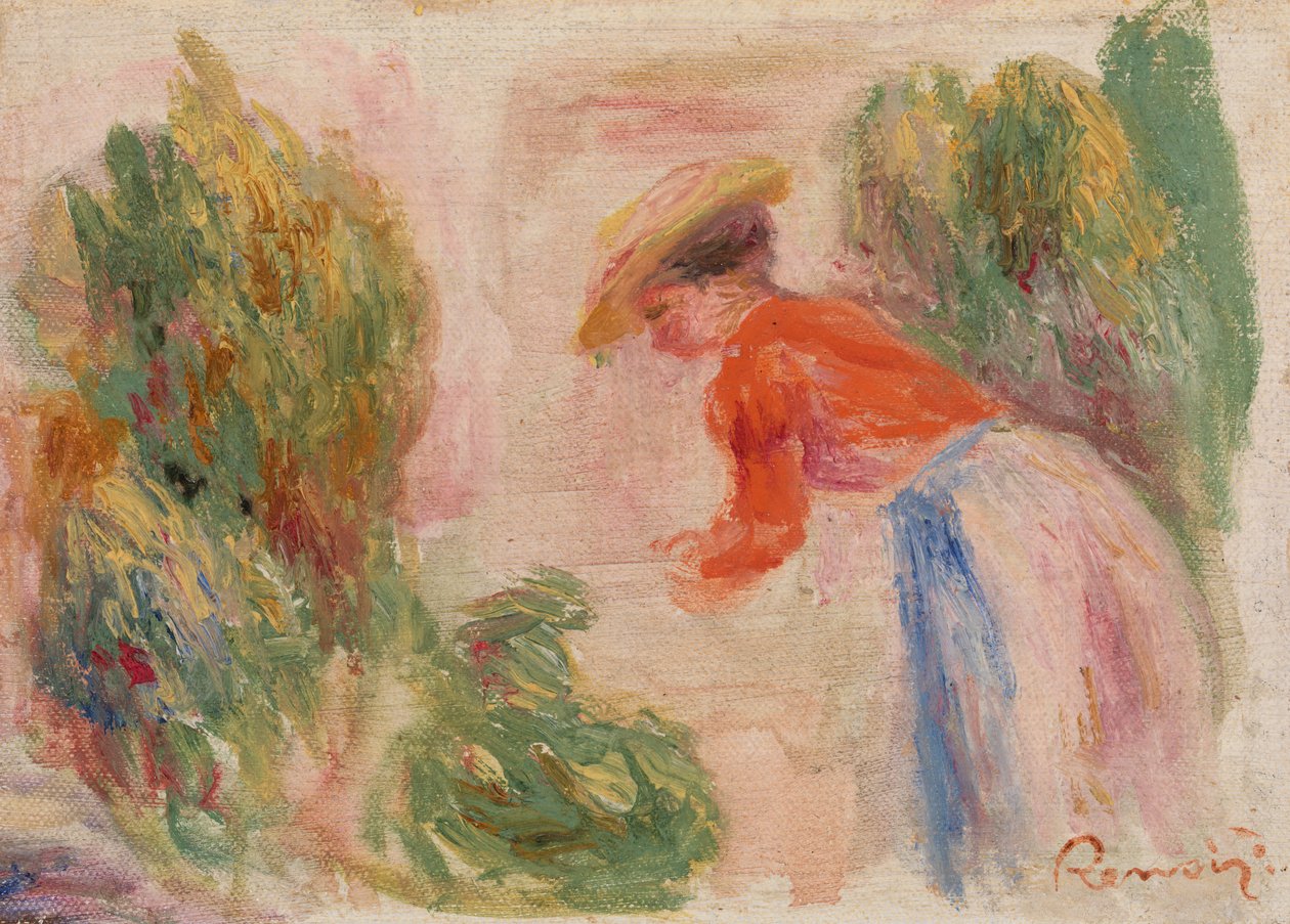 Kvinde samler blomster af Pierre-Auguste Renoir