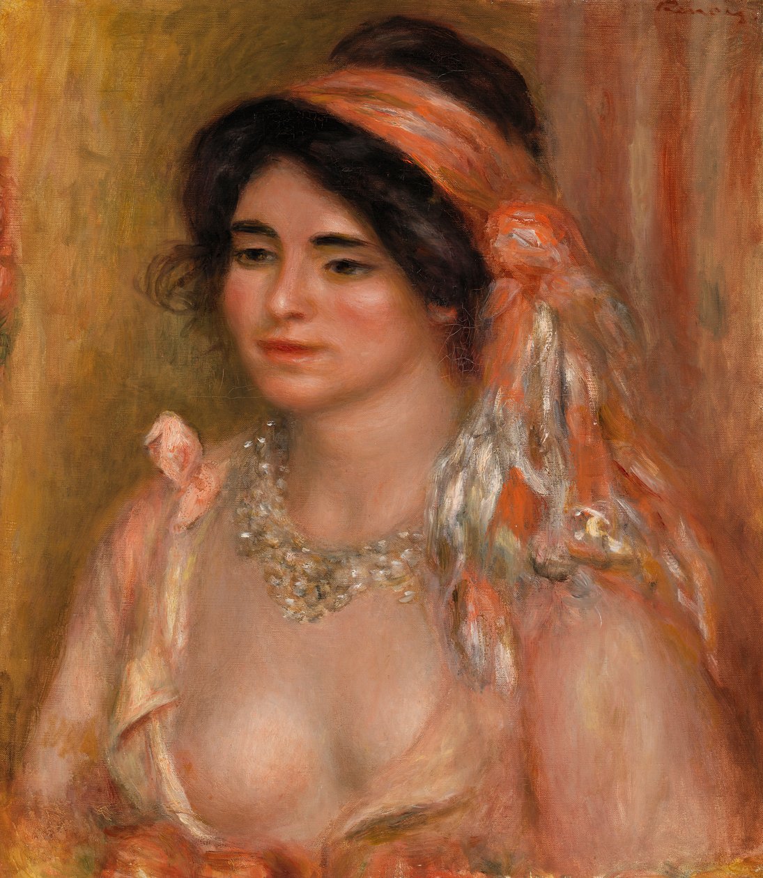 Kvinde med sort hår (Ung kvinde med sort hår, buste) af Pierre-Auguste Renoir