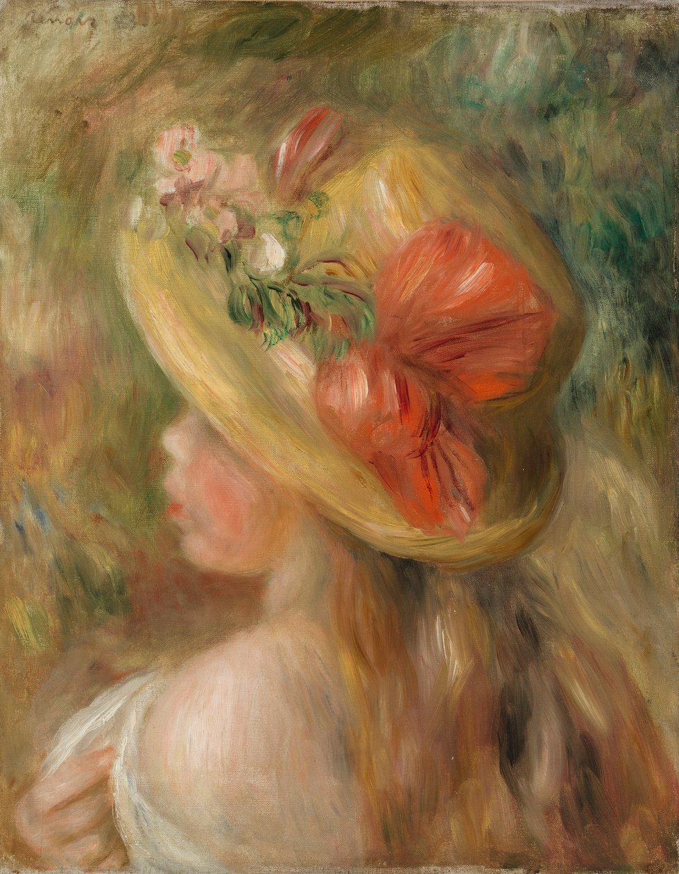 Ung pige med hat af Pierre-Auguste Renoir