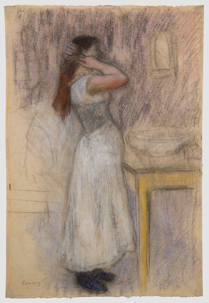 Ung kvinde ved sit toiletbord af Pierre-Auguste Renoir