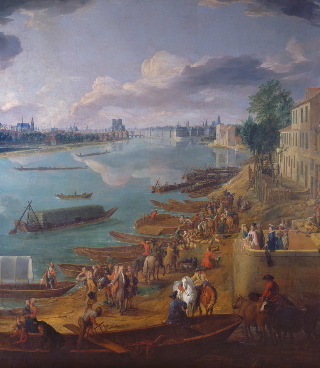 Udsigt over Paris fra Quai de la Rapee olie på lærred detalje fra 168381 af Pierre Denis Martin
