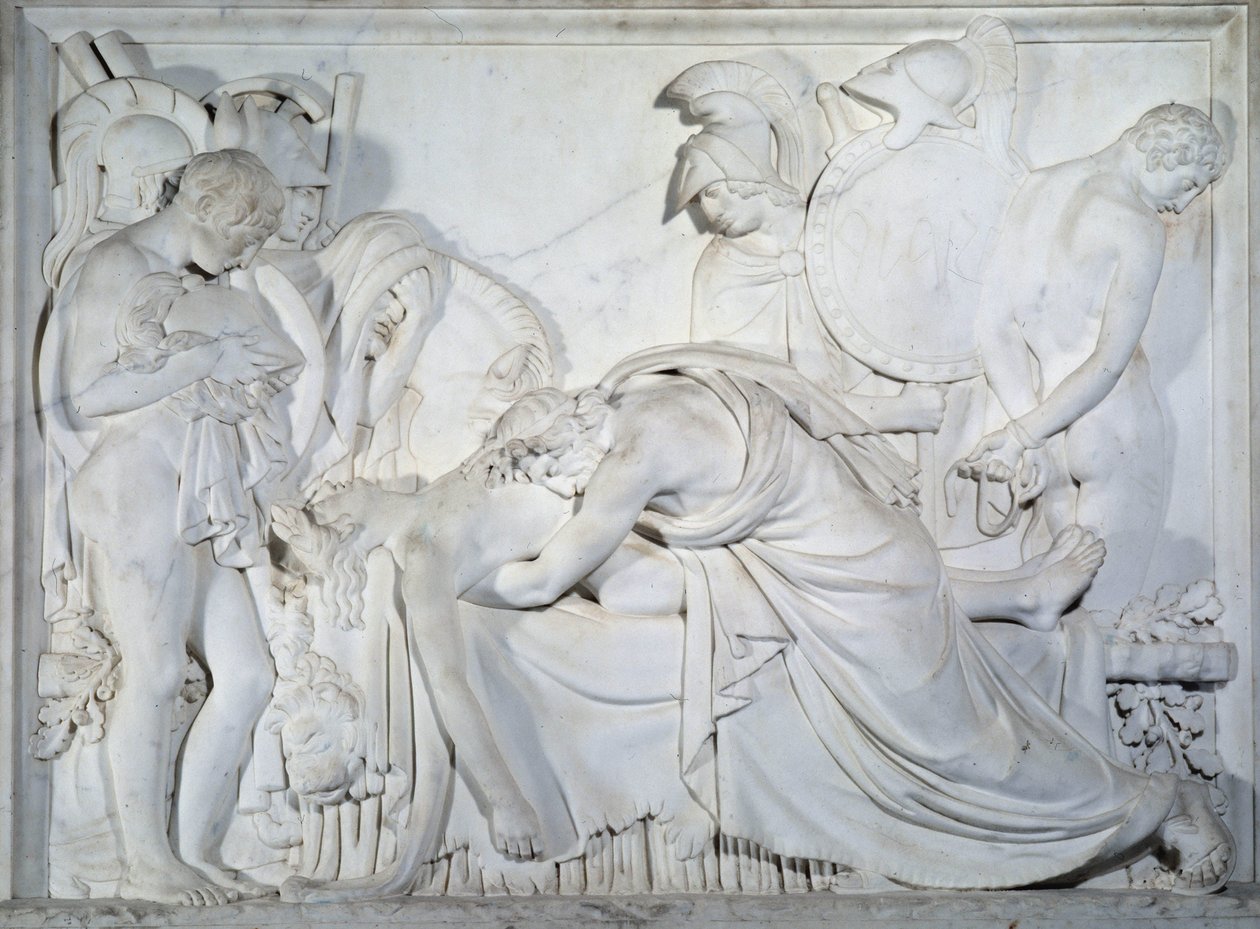 Evandre Mourning the Death of Pallas (lavt relief i marmor) af Pierre Francois Gregoire Giraud
