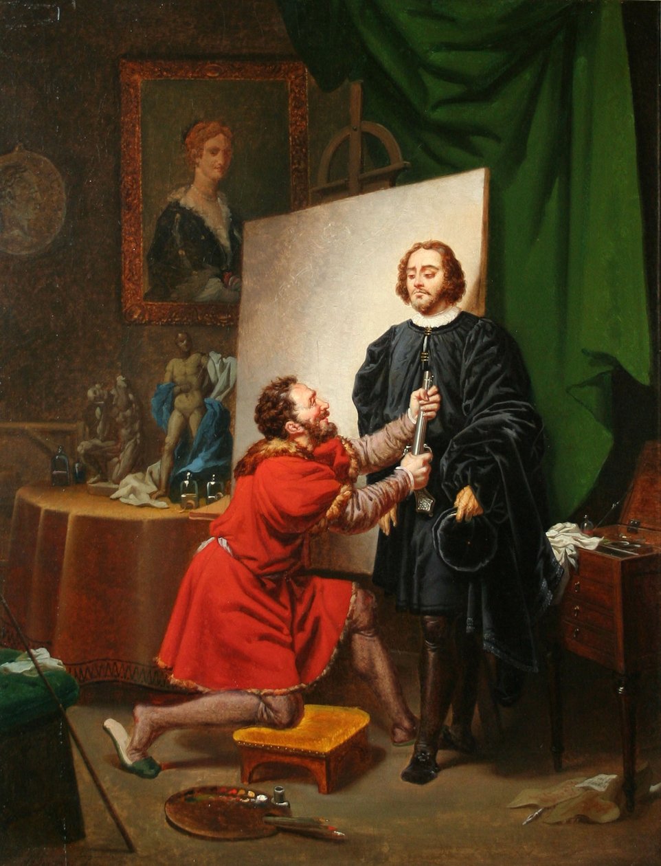 Aretino i Tintorettos studie, ca. 1822 (olie på lærred) af Pierre Nolasque Bergeret