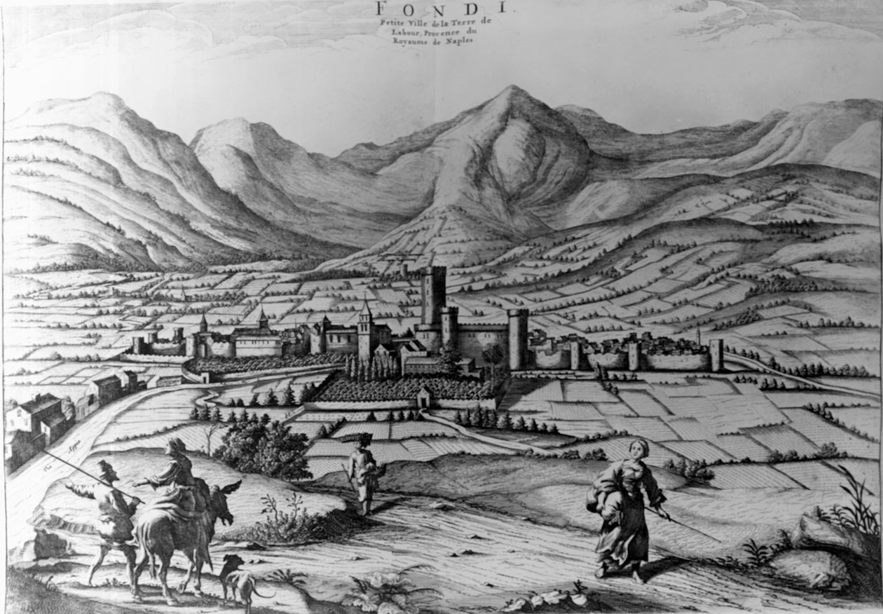 Byen Fondi, gravering af Pieter Mortier (1661-1711) fra New Theatre of Italy af Pierre (1661 1711) Mortier