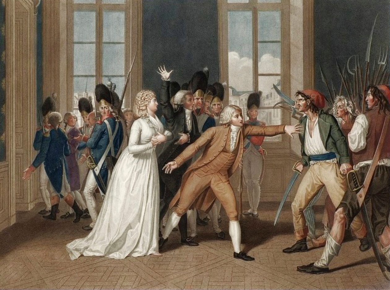 20. juni 1792 på Chateau des Tuileries i Paris - Hengivenhed af Madame Elisabeth (Elisabeth Philippine Marie Helene de France dit Madame Elisabeth (1764-1794) - gravering af Pierre Bouillon (1776 - 1831) af Pierre (after) Bouillon