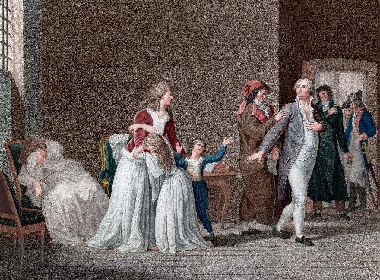 Adskillelse af kong Ludvig XVI af Frankrig (1754-1793, fra hans familie). Paris, Temple fængsel, den 20. januar af Pierre (after) Bouillon