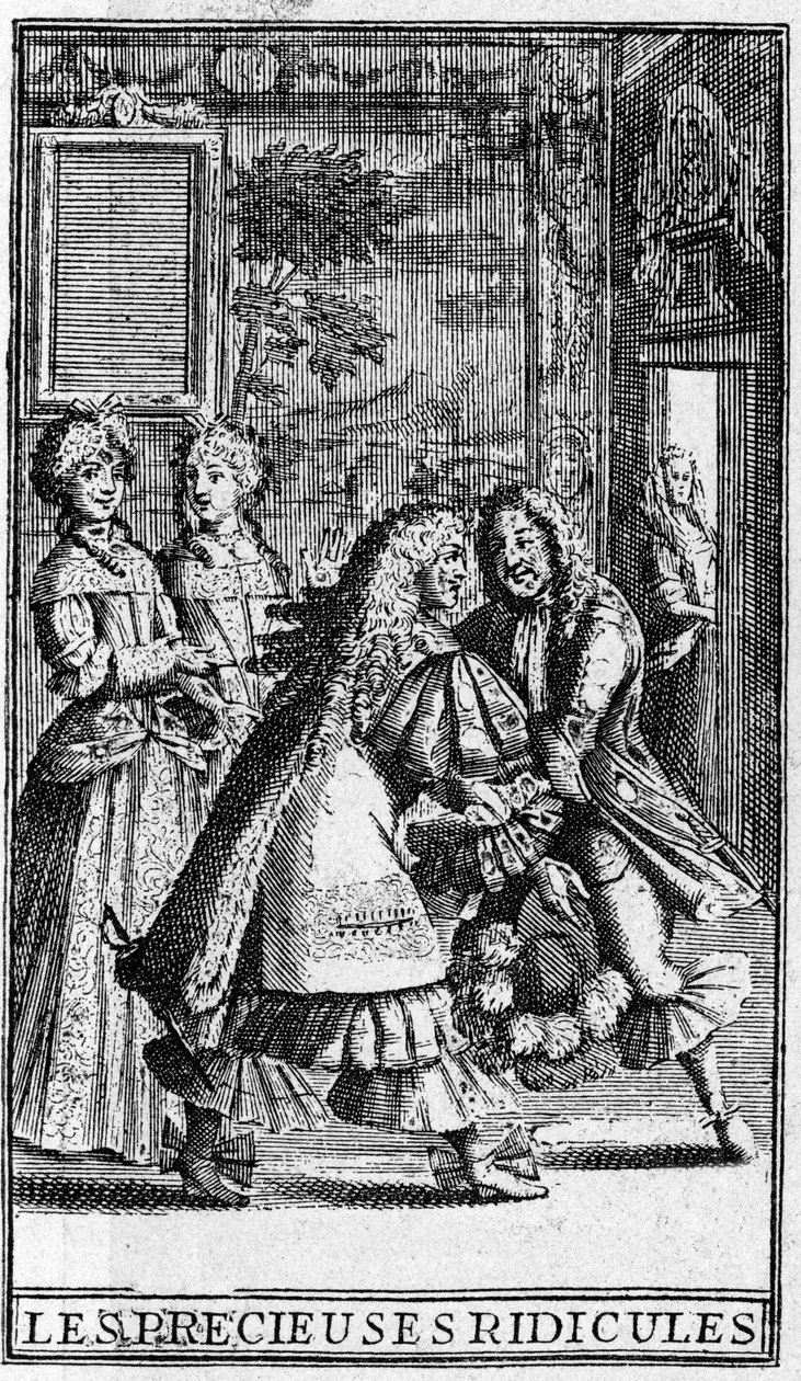 Les Precieuses ridicules de Moliere (Affekterede unge damer) Indgraveringer af Pierre Brissart til 1682-udgaven. af Pierre (after) Brissart