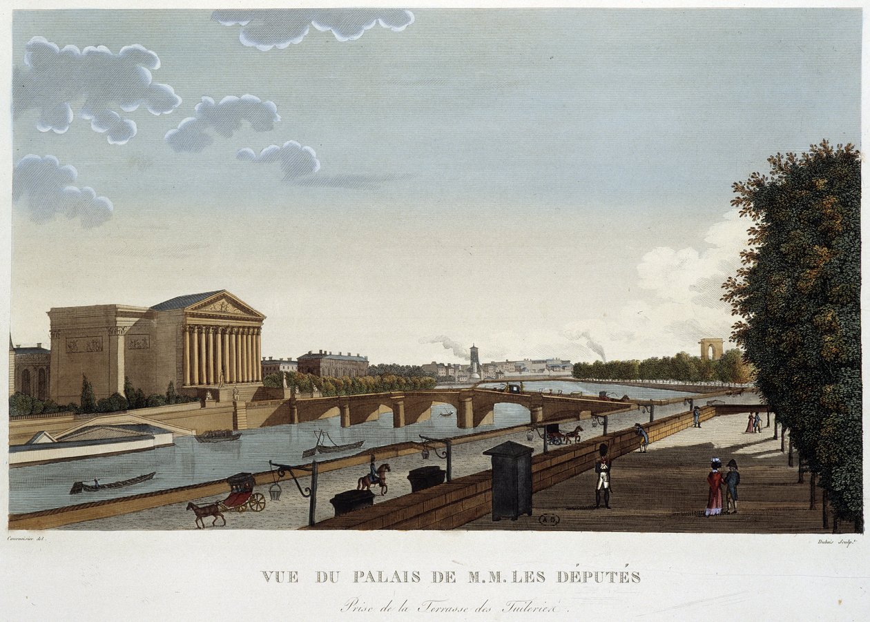 Udsigt over Deputeretpaladset - Paris af Courvoisier af Pierre (after) Courvoisier