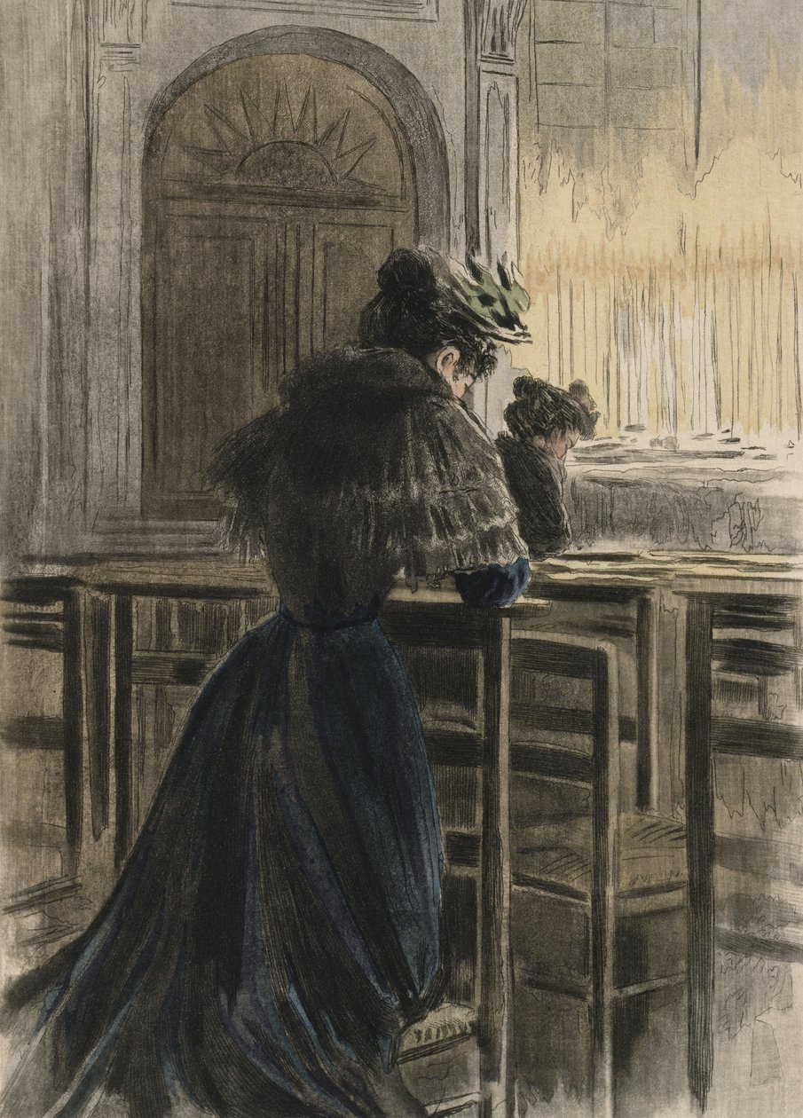 Andagter i kirken, illustration fra 