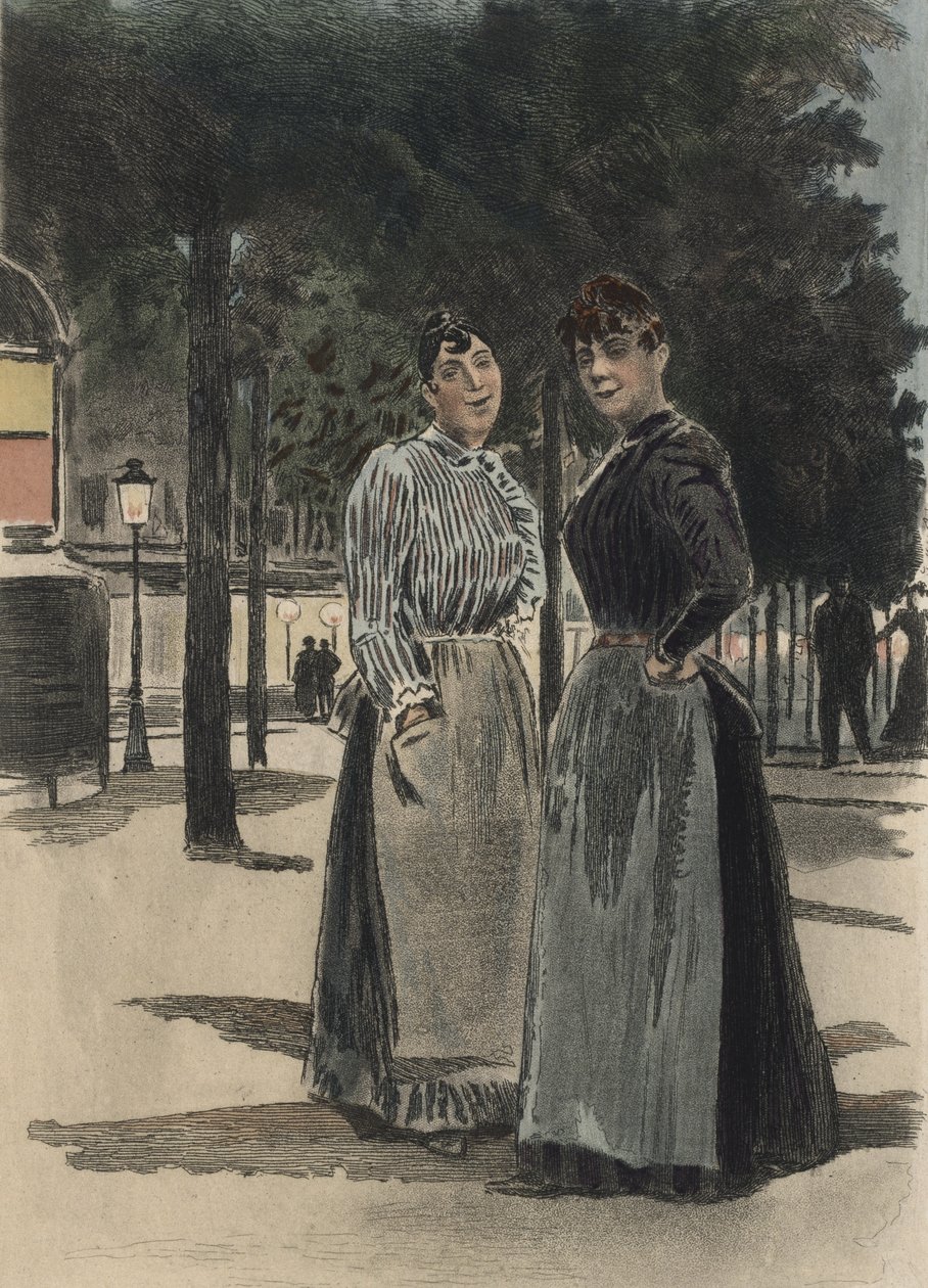 To almindelige kvinder på boulevarden, illustration fra 