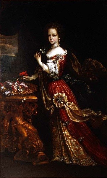 Portræt af en dame, muligvis Henrietta Anne, hertuginde af Orleans (1644-70), datter af Charles I af Pierre (circle of) Mignard