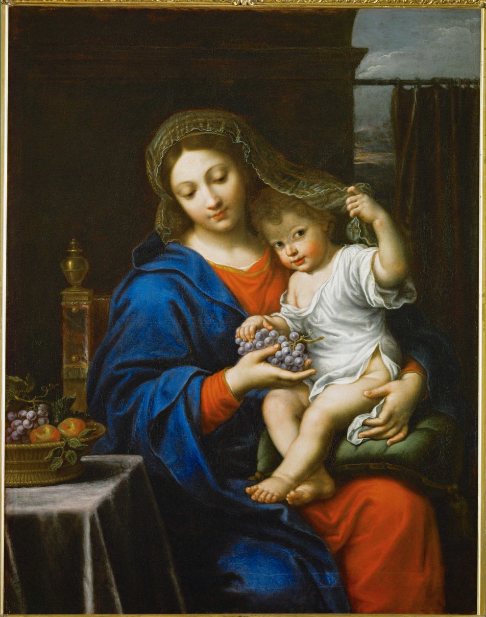 La vierge a la grappe - Madonna med vindruer ... af Pierre (follower of) Mignard