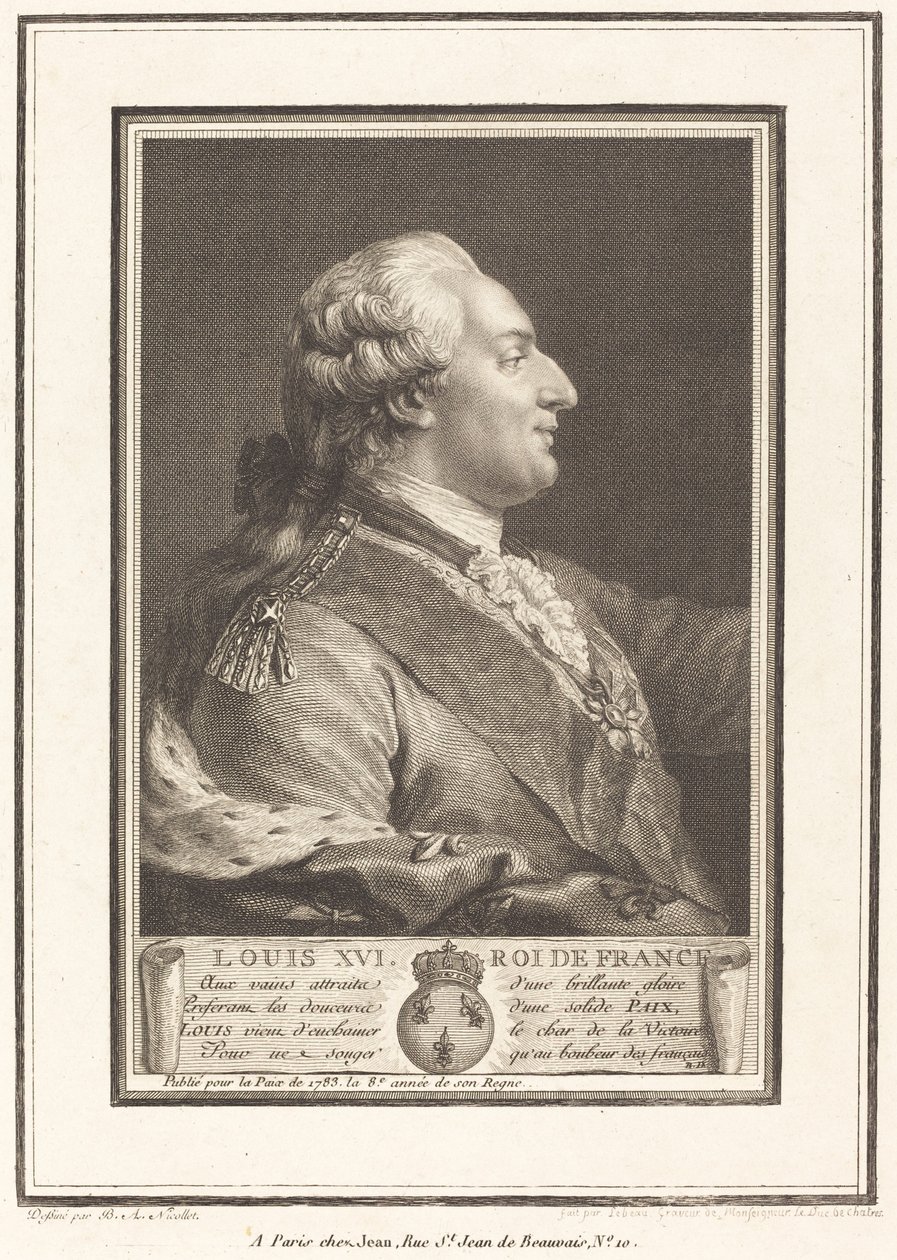 Louis XVI, konge af Frankrig af Pierre Adrien Le Beau after Benedict Alphonse Nicolet
