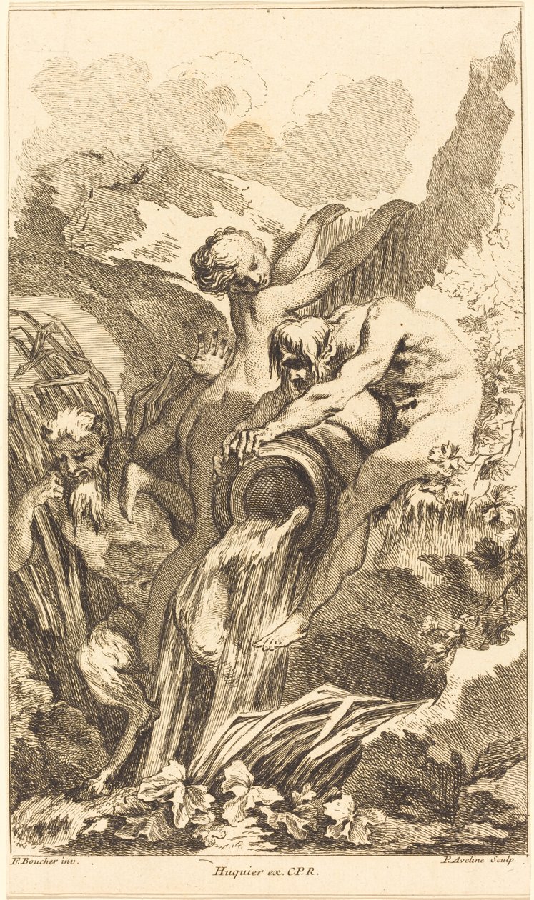 Satyr, nymfe og flodgud, i eller efter 1736. af Pierre Alexandre Aveline
