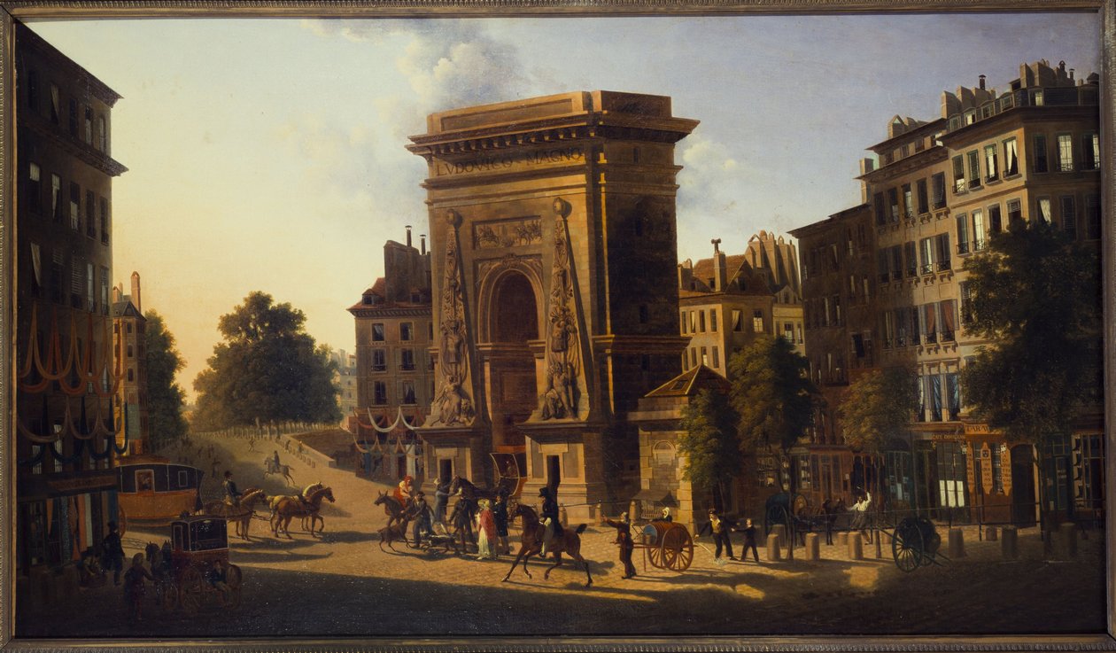 La Porte Saint-Denis, 2. arrondissement, mellem 1810 og 1830 (olie på lærred) af Pierre Alexandre Pau de Saint Martin