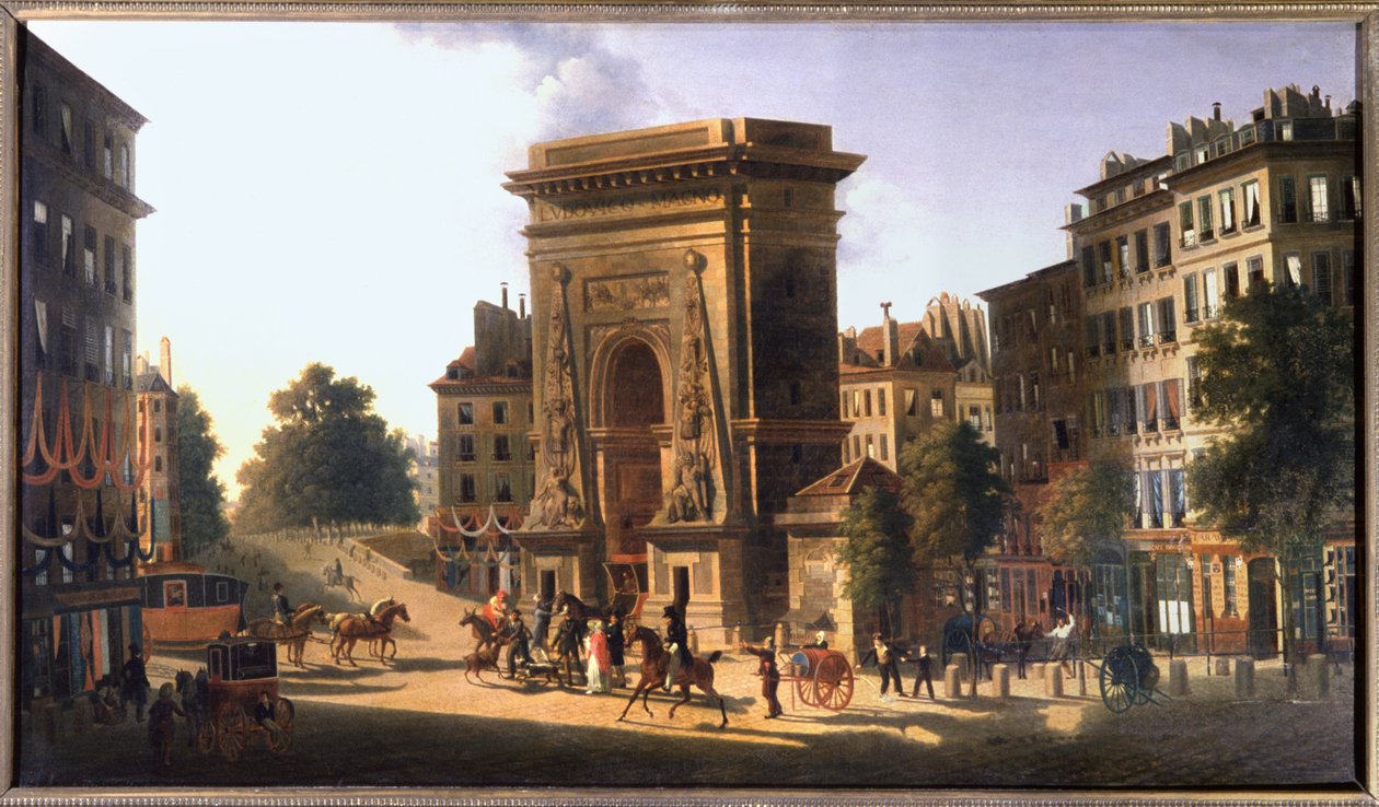 Boulevard du Temple og Porte Saint Denis, Paris, ca 1810 (maleri) af Pierre Alexandre Pau de Saint Martin