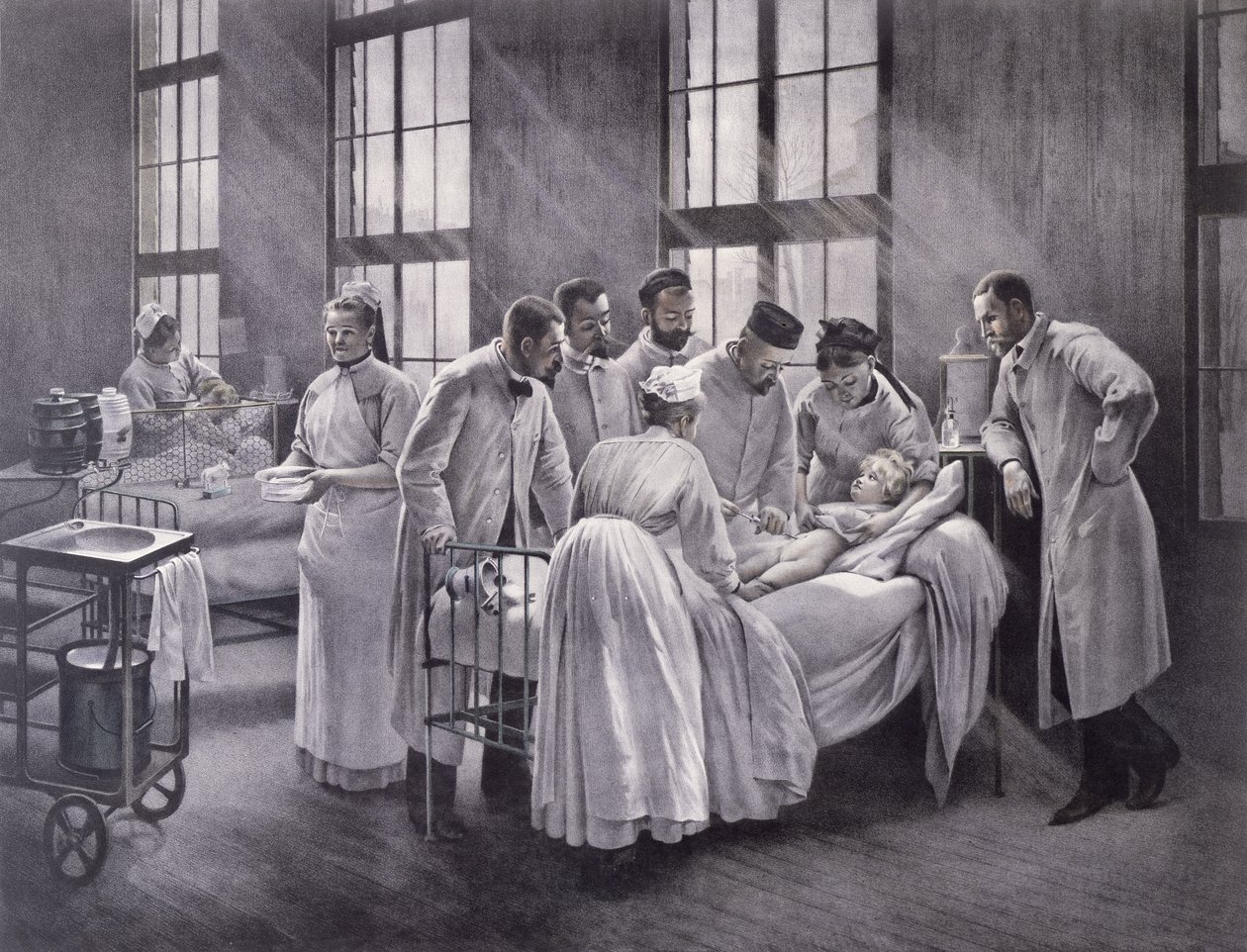 Krydset helbredt af Doktor Roux, graveret af E. Buval af Pierre Andre Brouillet