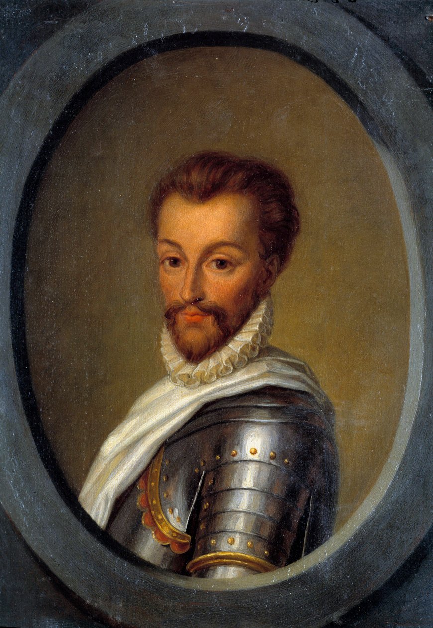 Portræt af Henrik I af Bourbon (1552-1588) Prins af Conde Maleri af Pierre Andre Cassel (1801-1848) 1800-tallet søn. 0,26x0,17 m af Pierre Andre Cassel