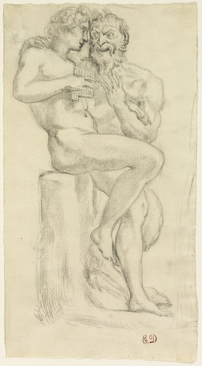 Studie af en nøgen figur og en faun af Pierre Andrieu