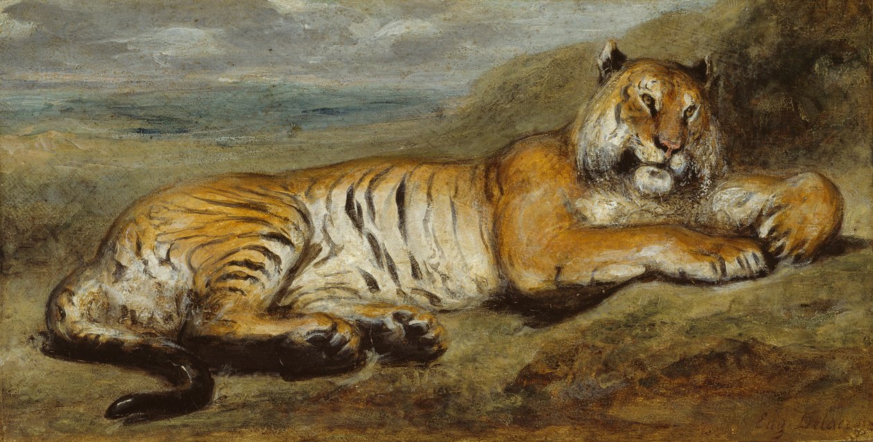 Tiger hviler af Pierre Andrieu