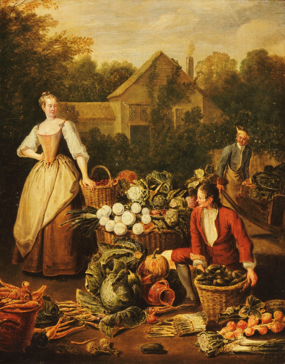 En stuepige køber grøntsager, 1727 af Pierre Angelis or Angillis
