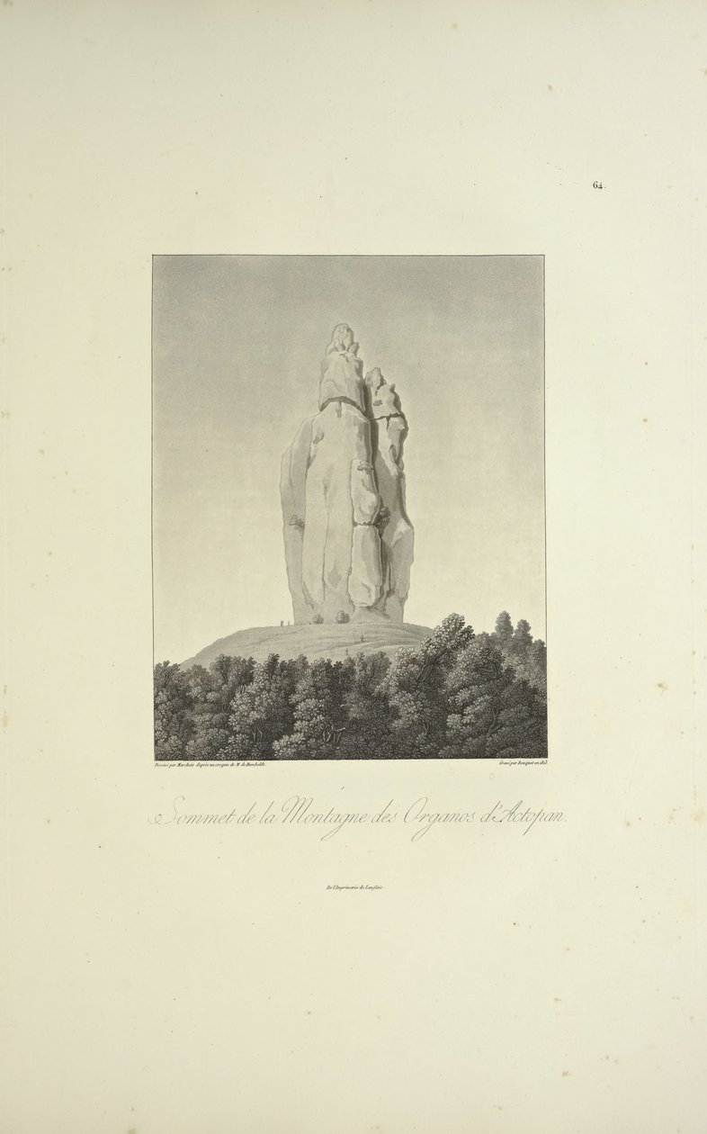 Summit of the Mountain of Organos, Actopan, graveret af Bouquet, illustration fra 