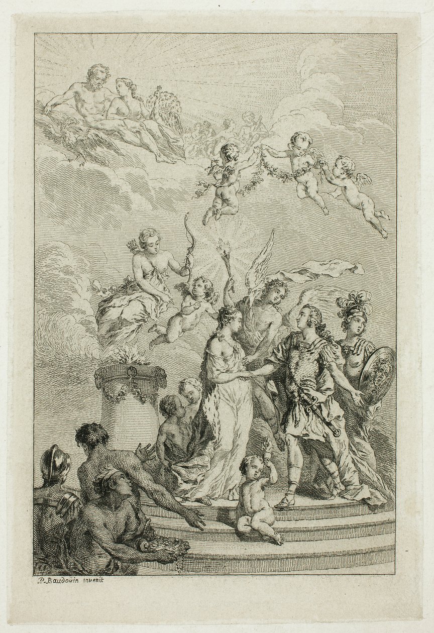 Allegori om ægteskabet af Dauphin Louis med Infanta Maria Theresa af Spanien af Pierre Antoine Baudouin