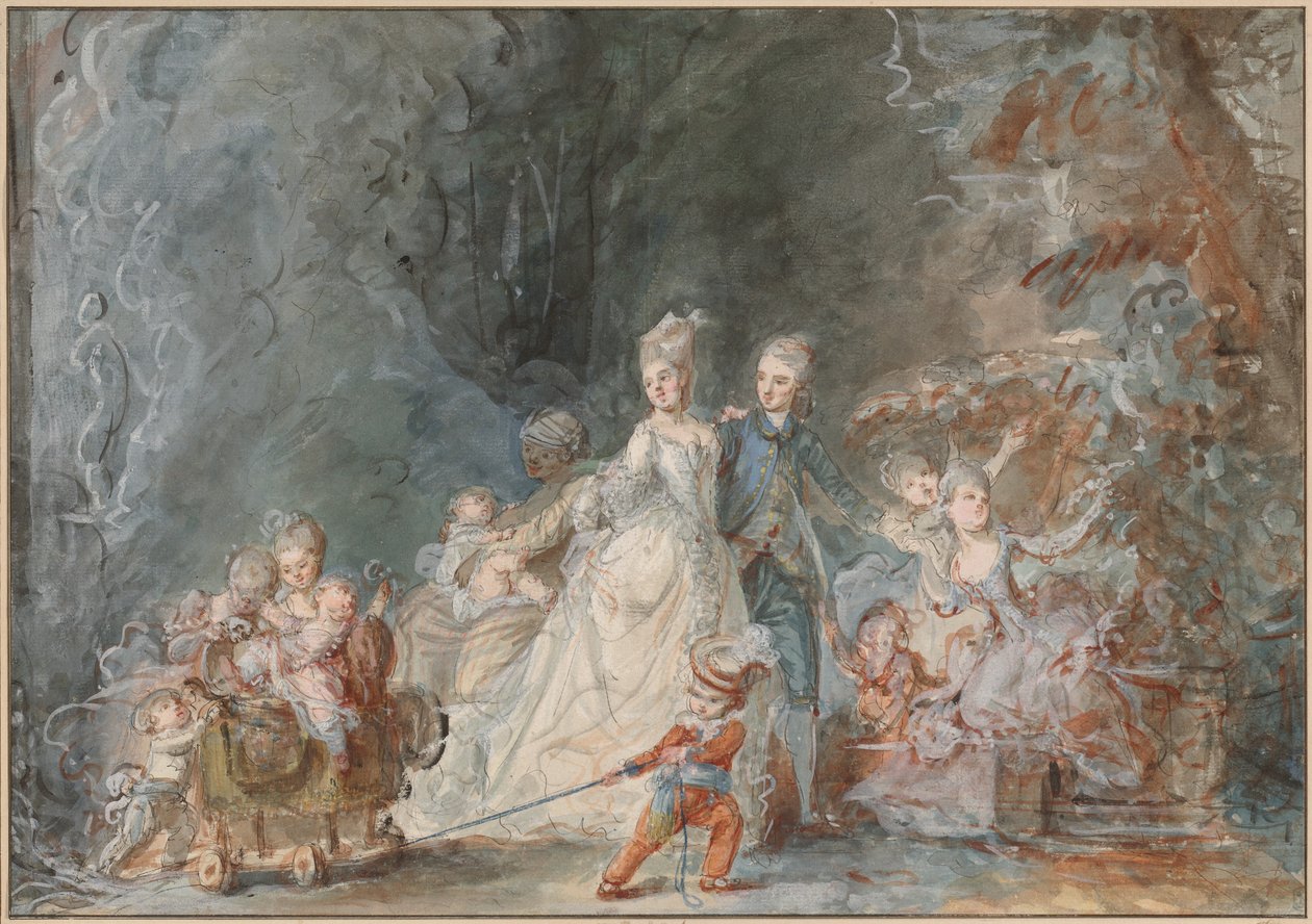 Familiepromenade i parken af Pierre Antoine Baudouin