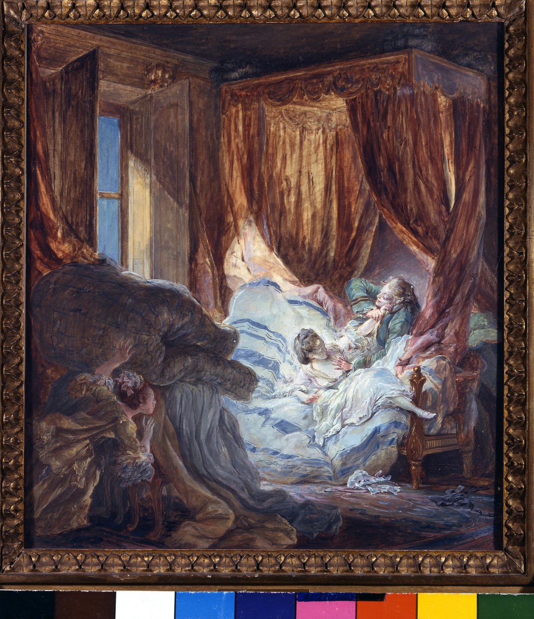 Bruden er nysgerrig. Maleri af Pierre Antoine Baudouin (1723-1769). Paris, Museum for Dekorativ Kunst af Pierre Antoine Baudouin