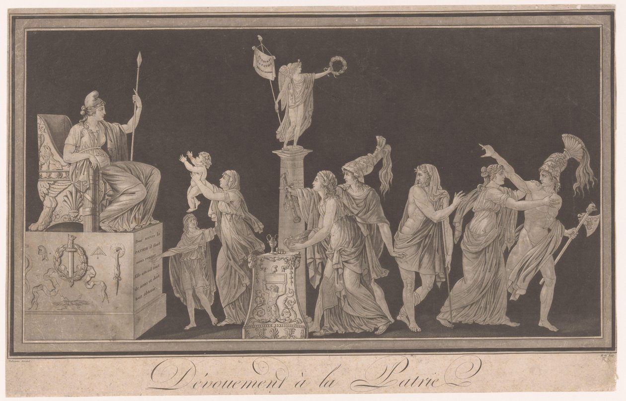 Allegori om hengivenheden til Frankrig Dévouement à la Patrie (titel på objekt) af Pierre Antoine Demachy