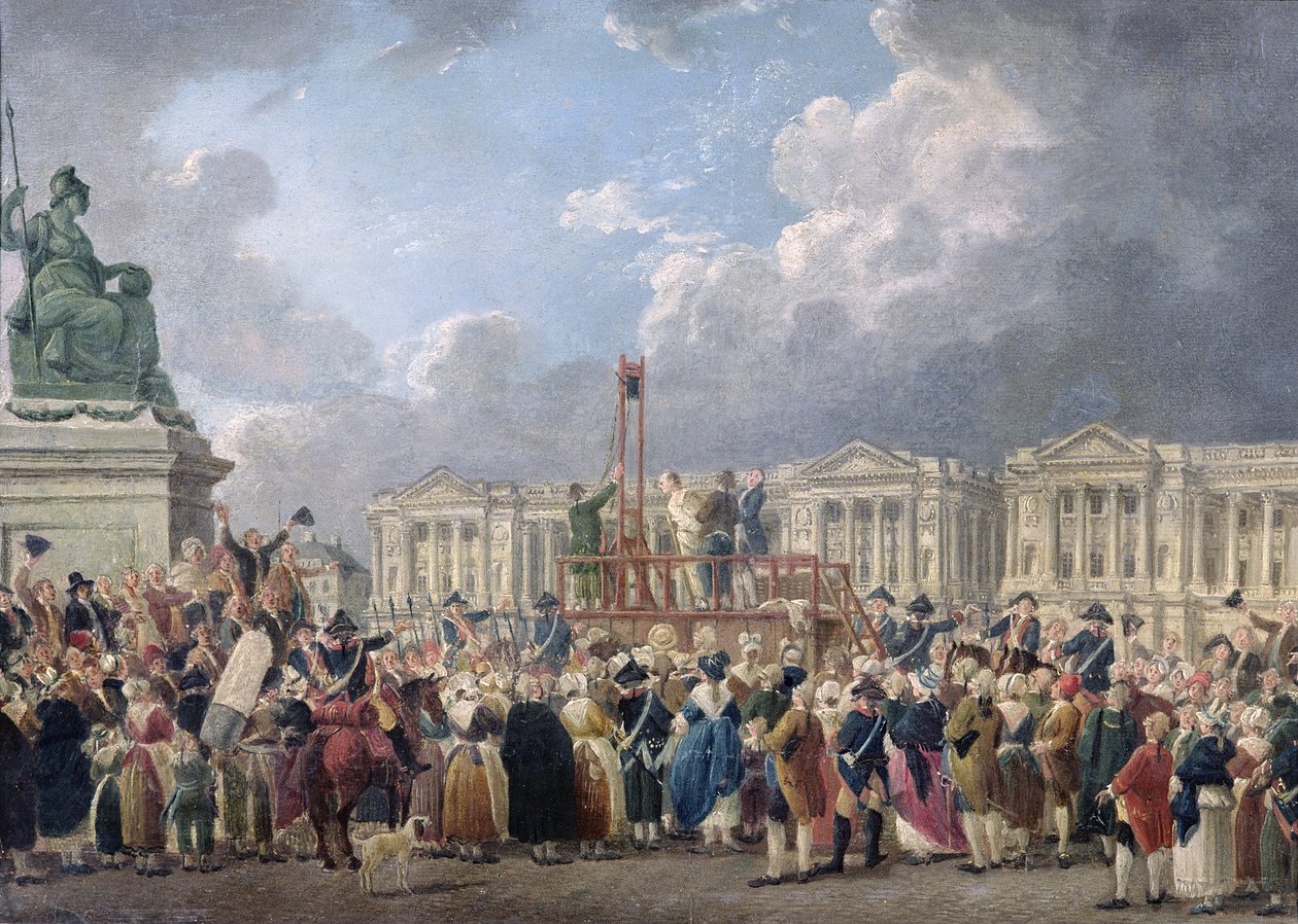 En henrettelse, Place de la Revolution, mellem august 1793 og juni 1794 af Pierre Antoine Demachy
