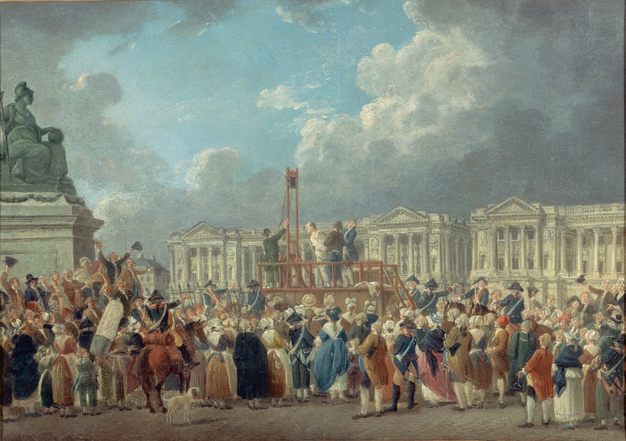 En henrettelse på Place de la Revolution, ca. 1793. af Pierre Antoine Demachy