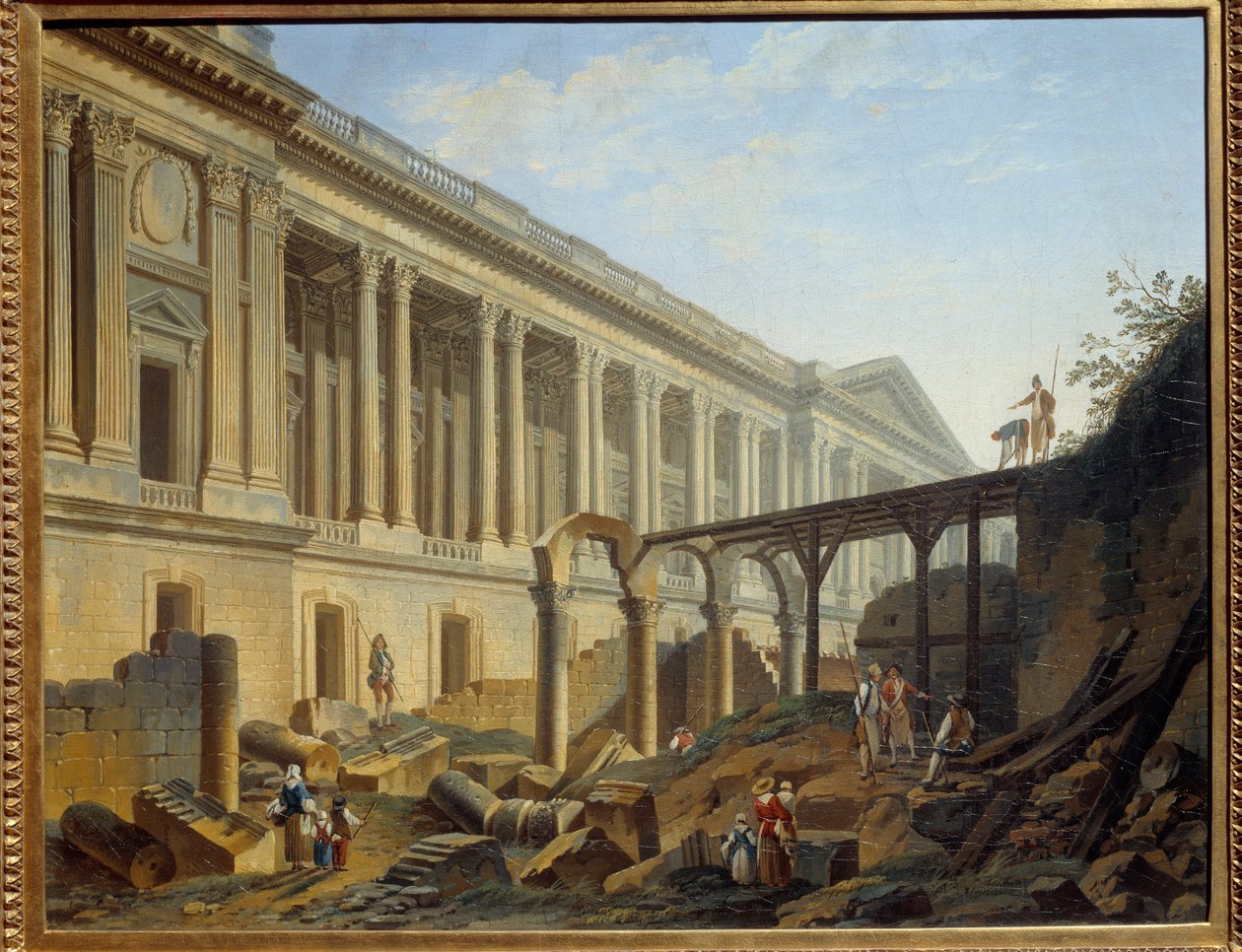 Degagement of the Louvre Colonnade Works carried out by Jacques Germain Soufflot. Painting by Pierre Demachydani af Pierre Antoine Demachy