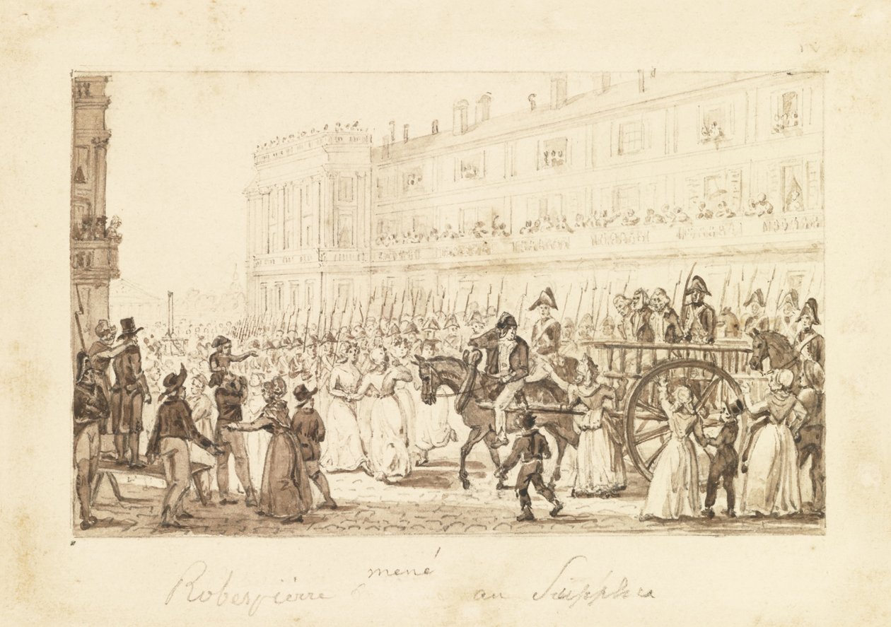 Robespierre og hans medskyldige blev ført til deres henrettelse, 1794 af Pierre Antoine Demachy