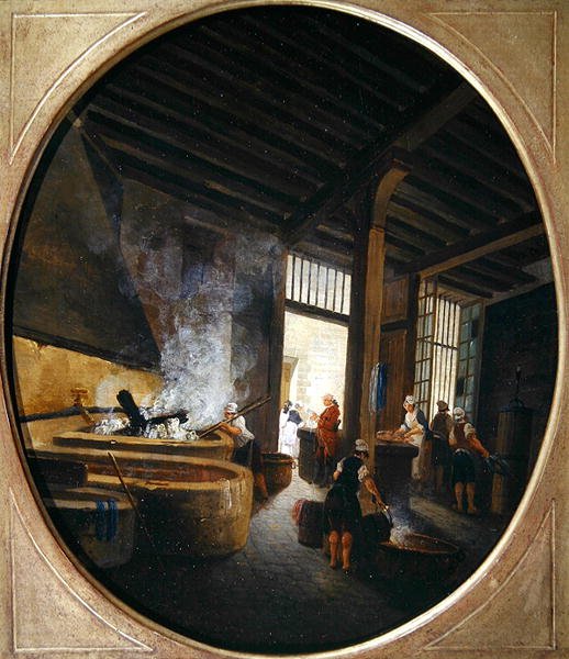 Vasketøjet (olie på panel) af Pierre Antoine Demachy