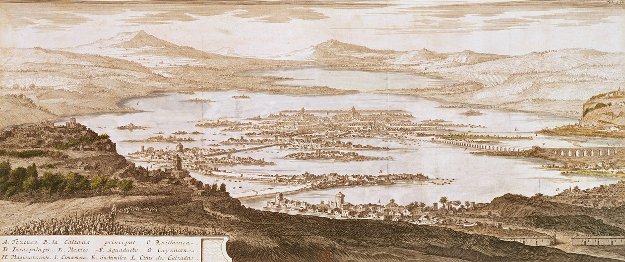 Byen Mexico, fra "Voyages aux Regions Equinoxales du Nouveau Continent" af Alexander von Humboldt (1769-1859) 1810 af Pierre Antoine Marchais