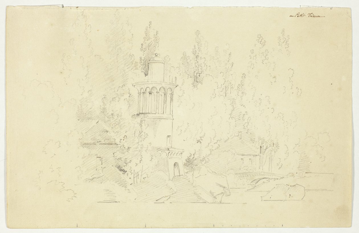Udsigt over parken ved Versailles: Petit Frianon af Pierre Antoine Mongin