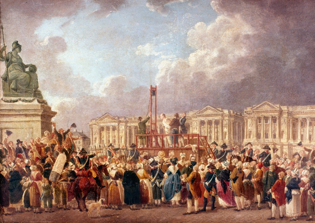 Henrettelse af Guillotine i Paris under den franske revolution, 1790