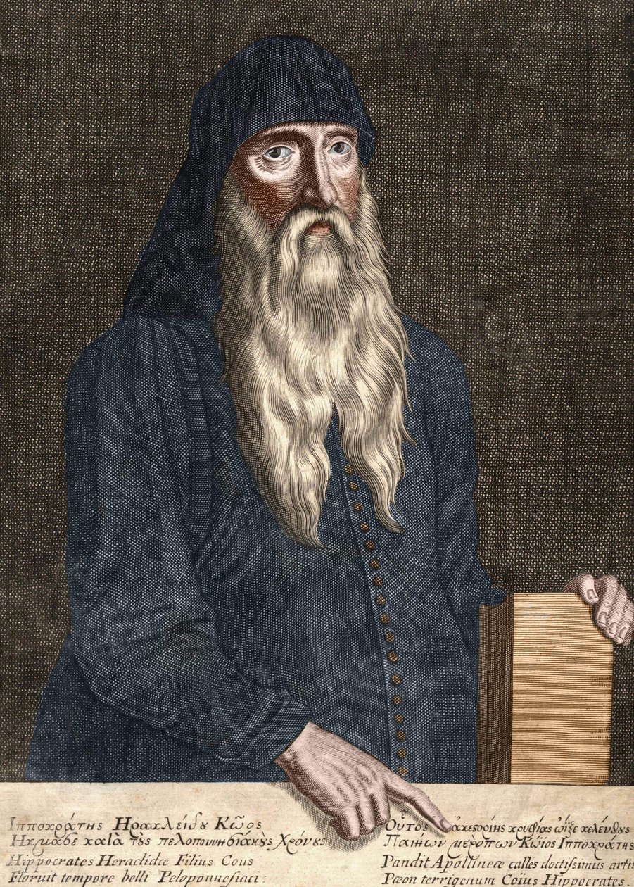 Hippokrates fra Kos - Hippokrates (på græsk Hippokrates) Græsk medicin (460 til 380 f.Kr.). gravering af Pierre Aubry (1610 - 1686). af Pierre Aubry
