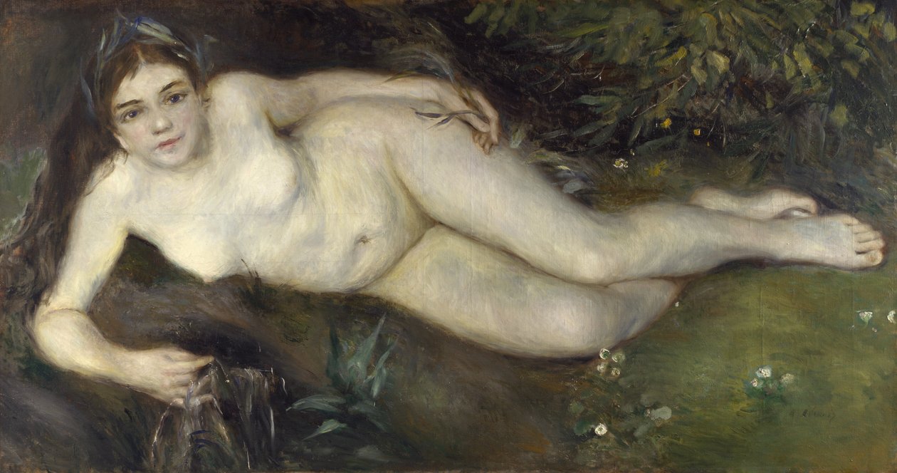 En nymfe ved en strøm, 1869-1870 af Pierre Auguste Renoir